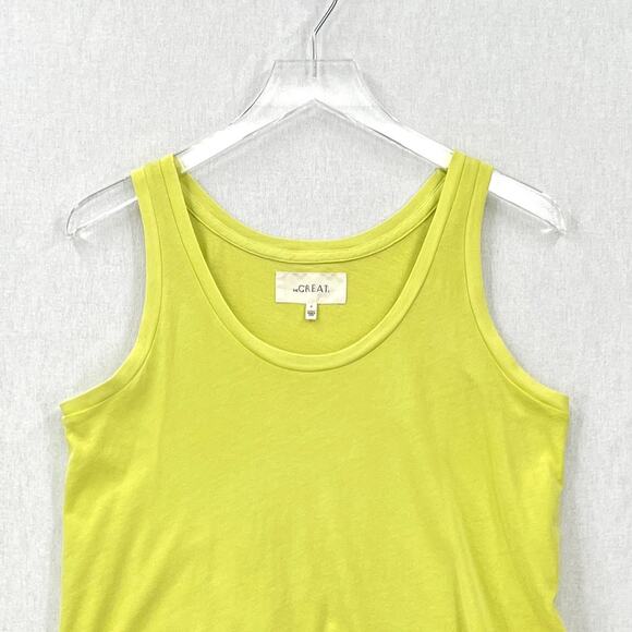 THE GREAT The Sport Tank Womens 0 LIme Zest Green Cropped Relaxed Cotton Scoop - Picture 6 of 15